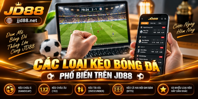 Các loại kèo bóng đá phổ biến trên JD88
